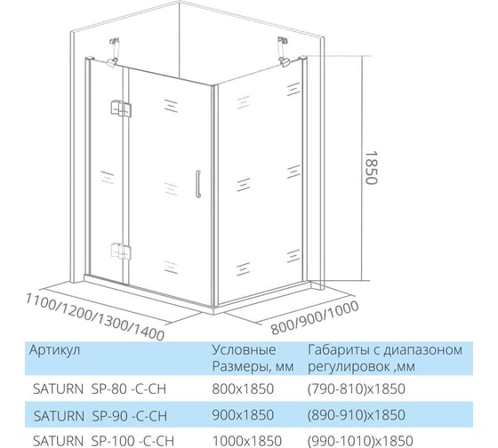 Боковая часть Good Door SATURN SP-90-C-CH СА00002