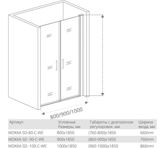 Душевая дверь Good Door MOKKA SD-80-C-WE МК00012
