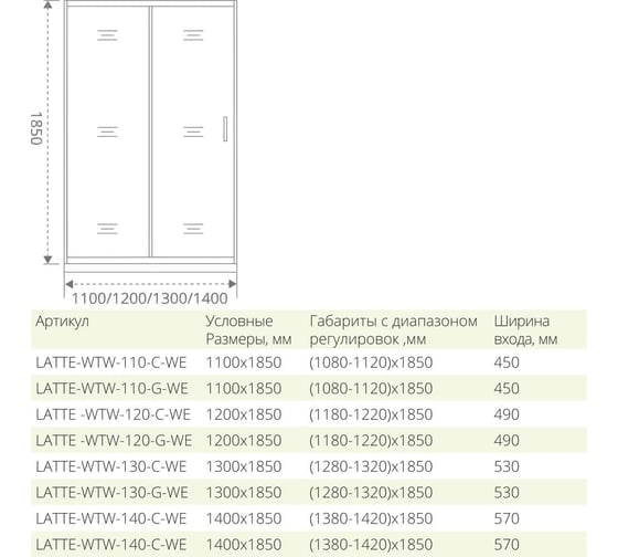 Душевая дверь Good Door LATTE WTW-120-C-WE ЛА00009
