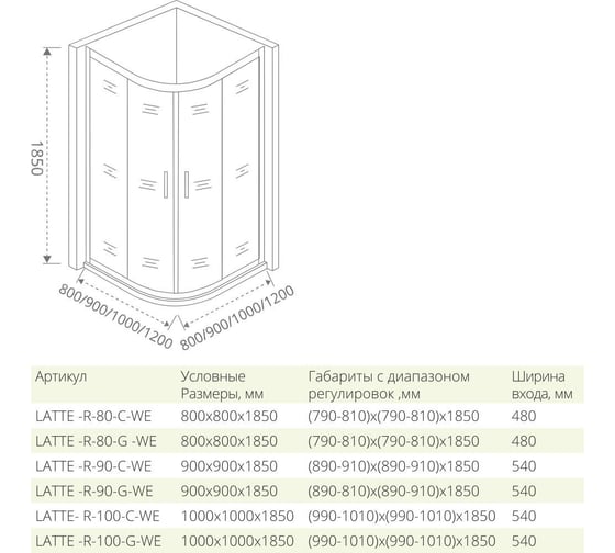 Душевое ограждение Good Door LATTE R-80-C-WE ЛА00001