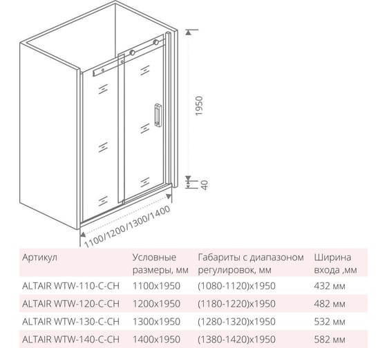 Душевая дверь Good Door ALTAIR WTW-130-C-CH АЛ00003