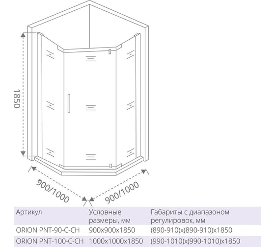 Душевое ограждение Good Door ORION PNT-90-C-CH ОР00031