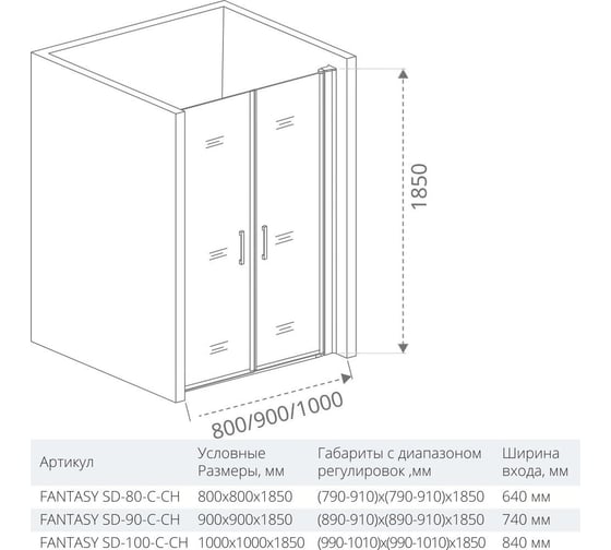 Душевая дверь Good Door FANTASY SD-100-С-CH ФА00021