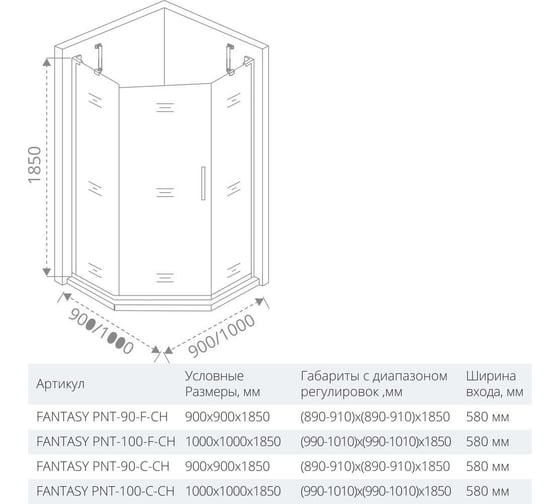 Душевое ограждение Good Door FANTASY PNT-100-C-CH ФА00030