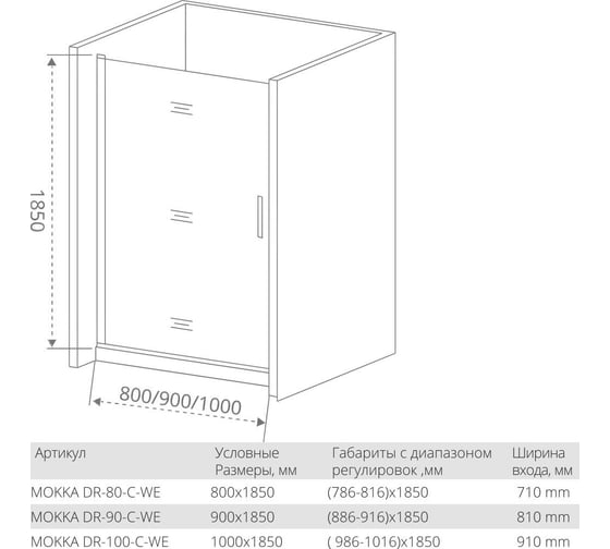 Душевая дверь Good Door MOKKA DR-100-C-WE МК00002