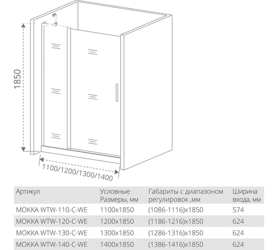 Душевая дверь Good Door MOKKA WTW-120-C-WE МК00006