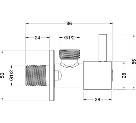 Угловой переходник Aquatek AQ2451BGM, шлиф. черный хром 00000139744