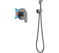 Набор с гигиеническим душем Aquatek AQ1119BGM БЕТТА смеситель + гигиеническая лейка + шланг + шланговое подсоединение с держателем, шлиф. черный хром 00000139691