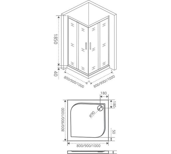 Душевое ограждение Good Door SATURN CR-90-C-CH СА00014