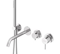 Встраиваемый смеситель для ванны и душа CEZARES с переключателем на 3 выхода, в комплекте с ручным душем, исполнение хром LEAF-VDIM3-D-L-01