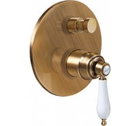 Встраиваемый однорычажный смеситель для душа CEZARES с переключателем, исполнение бронза, ручки белые APHRODITE-VDIM2-02-Bi