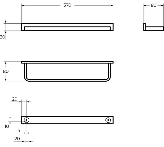 Полотенцедержатель CEZARES MAXIMA 370x76 CZR-F-8912A
