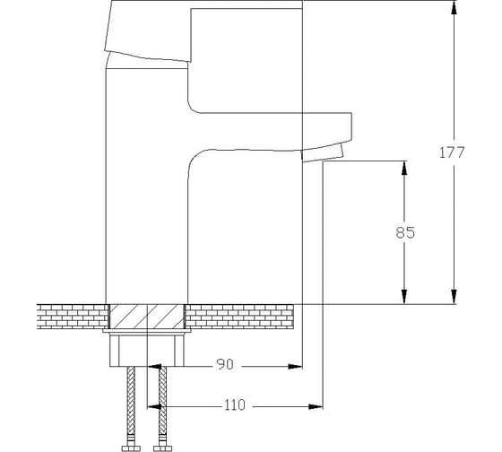 Смеситель для раковины DIVINO D40 мм, под гайку, черный 1030-6