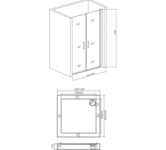 Душевое ограждение Good Door PANDORA SD-100-C-CH ПД00057