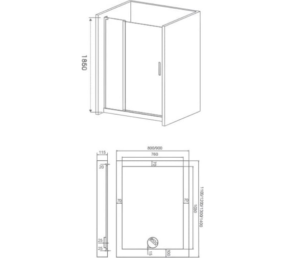 Душевое ограждение Good Door PANDORA WTW-140-C-CH ПД00074