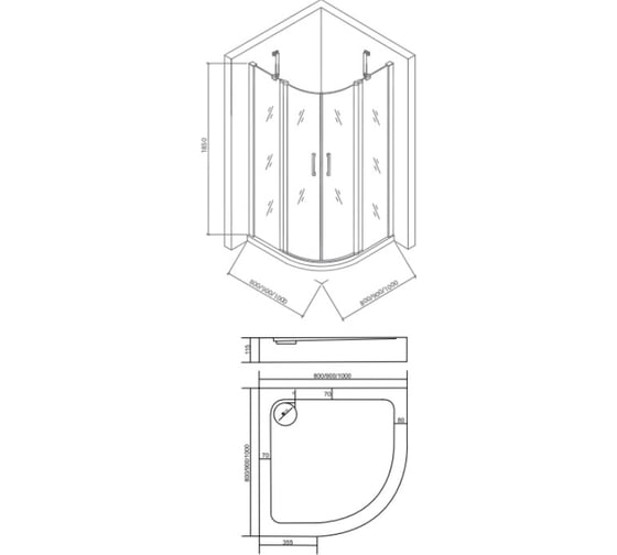 Душевое ограждение Good Door PANDORA R-90-C-CH ПД00079