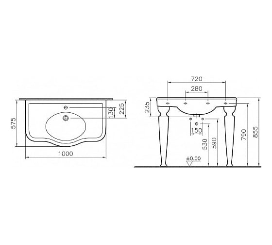 Консольная ножка Vitra для раковины Efes, 1 шт. 6210B003-0156
