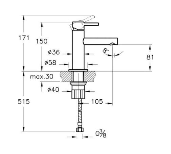 Смеситель для раковины Vitra Origin матовый черный A4255536