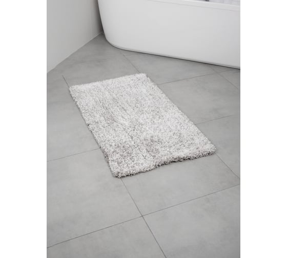 Коврик для ванной комнаты FORA FLUFFY поликоттон, 60х100 см, серо-белый FOR-COTTON-FLF-60-100GRWH