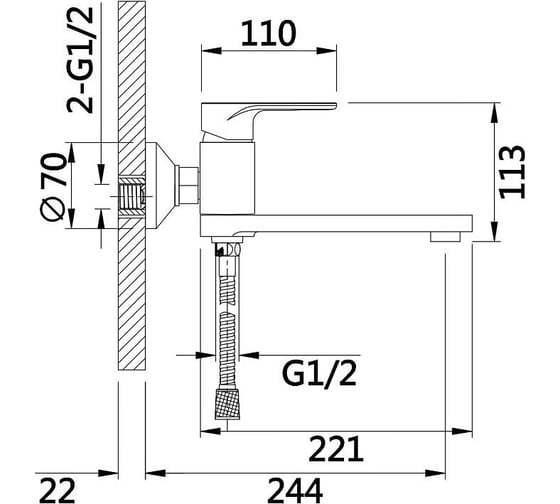 Смеситель для ванны D-Lin черный D181377-A