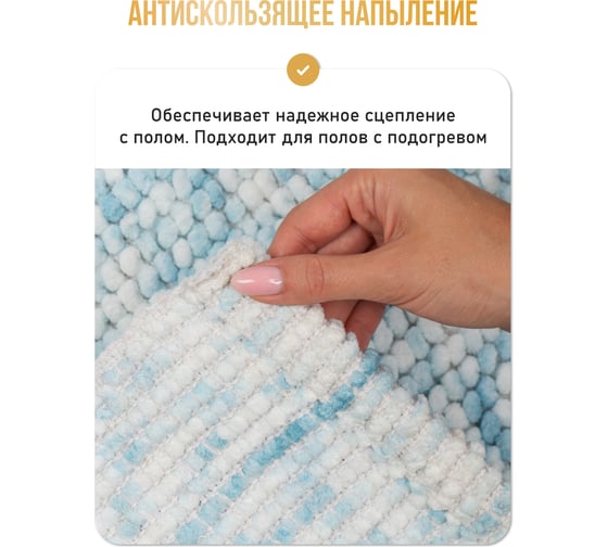 Коврик для ванной комнаты FORA хлопковый, голубой FOR-SC50-80BL