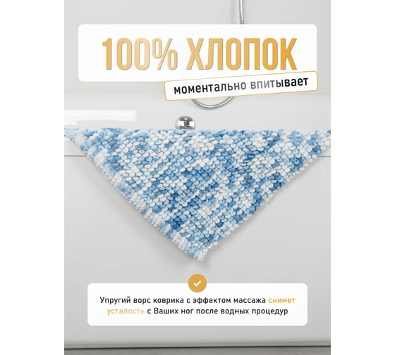 Коврик для ванной комнаты FORA хлопковый, синий, FOR-SC50-80BD