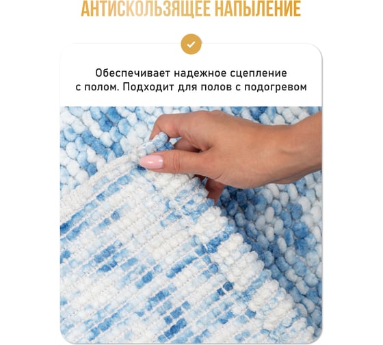 Коврик для ванной комнаты FORA хлопковый, синий, FOR-SC50-80BD