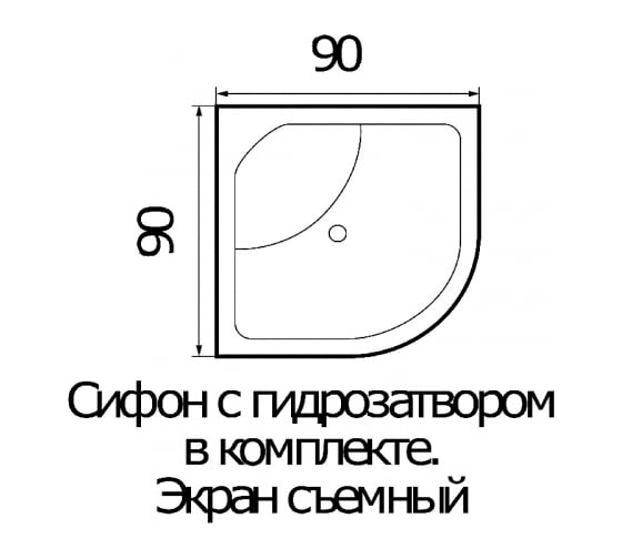 Душевой поддон RIVER WEMOR 90/40 C полукруг, 900x900x400 мм 10000003924
