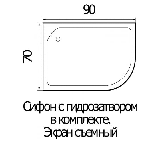 Душевой поддон RIVER WEMOR 90/70/24 L асимметрия, 900x700x240 мм 10000002091