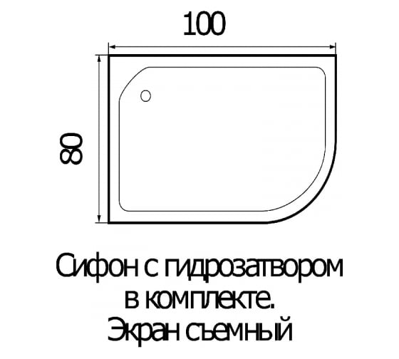 Поддон душевой RIVER WEMOR 100/80/24 L асимметрия, 1000x800x240 мм 10000002316