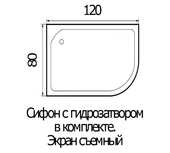 Душевой поддон RIVER WEMOR 120/80/24 R асимметрия, 1200x800x240 мм 10000000688