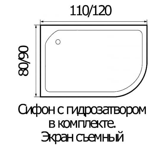 Душевой поддон RIVER WEMOR 110/80/24 L асимметрия, 1100x800x240 мм 10000001532