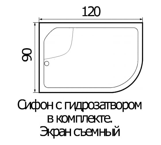 Душевой поддон RIVER WEMOR 120/90/44 L асимметрия, 1200x900x440 мм 10000001763