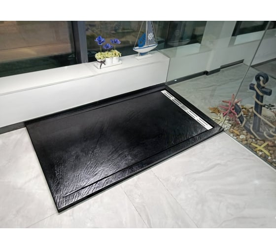 Душевой поддон с сифоном WeltWasser WW TRS 14080 STONE-BL черный, 1400х800х30 мм 10000004383
