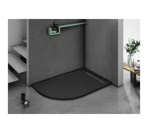 Душевой поддон с сифоном WeltWasser WW TRR 12080 STONE-BL R черный, 1200х800х30 мм 10000004388 1