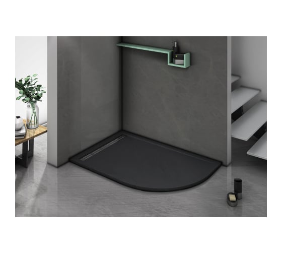 Душевой поддон с сифоном WeltWasser WW TRR 12080 STONE-BL L черный, 1200х800х30 мм 2 кор10000004387 1