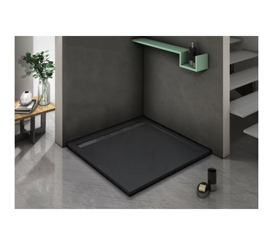 Душевой поддон с сифоном WeltWasser WW TRS 90 STONE-BL черный, 900х900х30 мм 10000004412