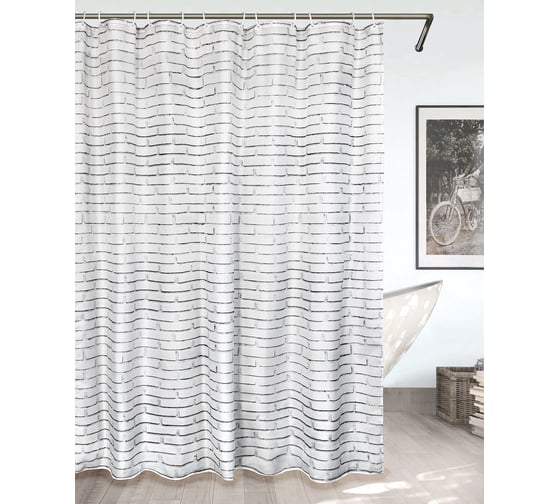 Штора Bath Plus 180х200 д/в WHITE BRICKS (LIGHT GREY) ch-21267 1