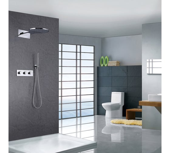 Душевая система ABBER Wasser Kreis скрытого монтажа, без излива, термостат, хром AF8151