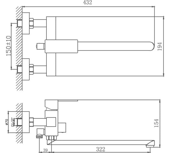 Смеситель для ванны Haiba HB22803