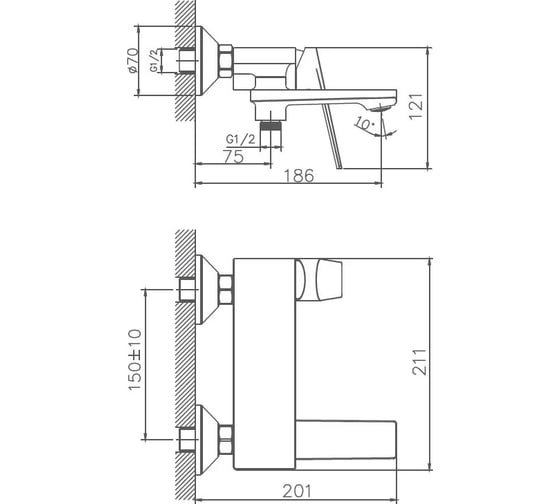 Смеситель для ванны Haiba HB60533-3 026-5532