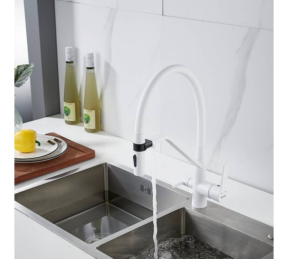 Смеситель для кухни с гибким изливом и подключением фильтра Shevanik S278C
