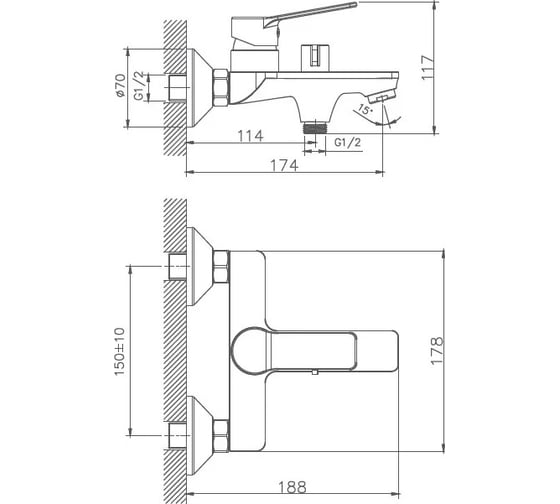 Смеситель для ванны Haiba HB60559