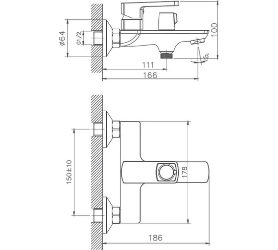 Смеситель для ванны Haiba HB60176
