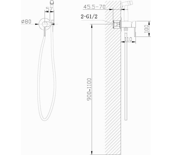 Смеситель ABBER Wasser Kreis с гигиеническим душем, никель AF8125NG