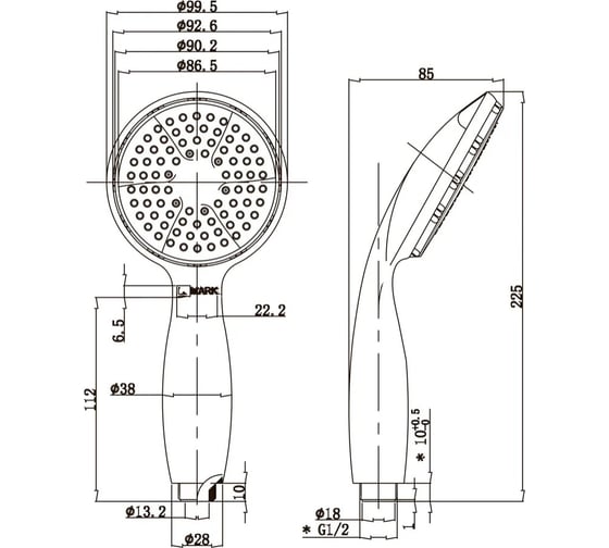 Душевая лейка Lemark 1-функциональная LM8001C