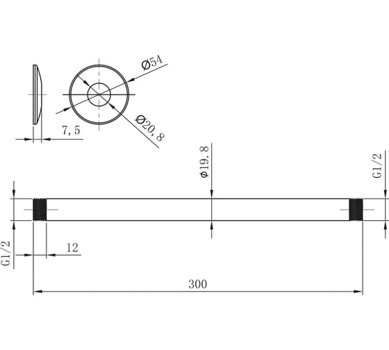 Потолочный держатель для лейки верхнего душа Lemark LM8032C