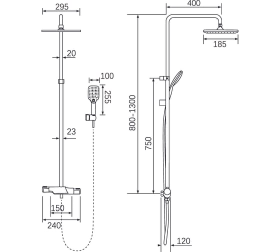 Душевая система Milleau Double (матовый белый) MLV8223PDD-MW