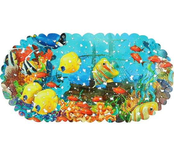 Коврик для ванной Melodia della vita Creative "Морская братия" противоскользящий MK020/овальный/ПВХ 21489 1