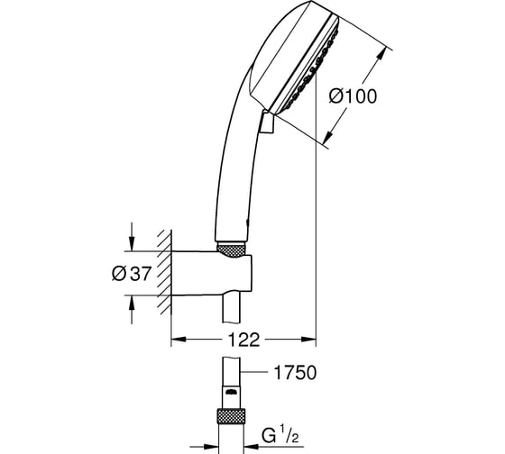 Душевой набор GROHE Vitalio Comfort 100 III душевой шланг 1750 мм 26176000